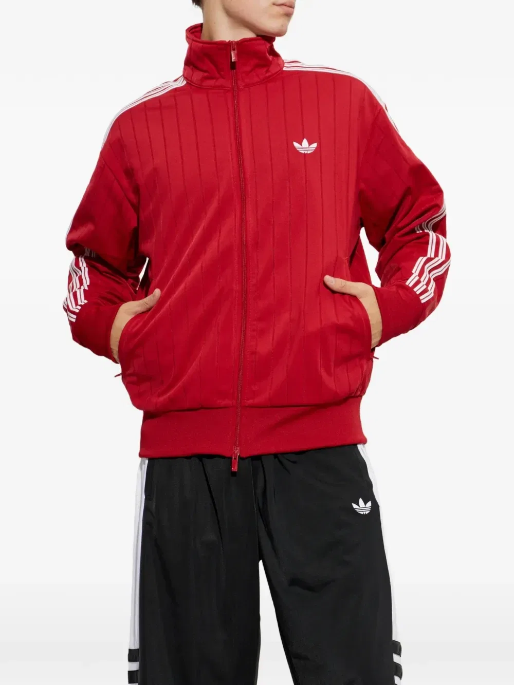 Джемпер на молнии с вышитым логотипом Adidas, красный — фото 3