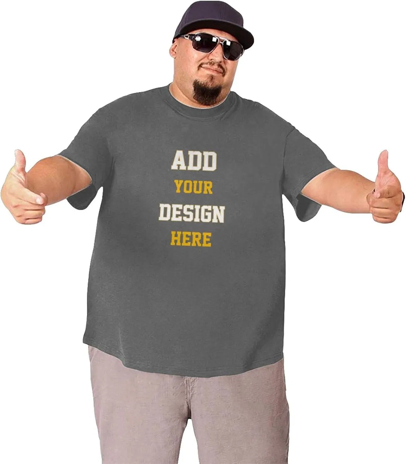 Мужская футболка свободного кроя с фотопечатью Custom Picture T-shirts for Big and Tall Men, Deep Heather — фото 3