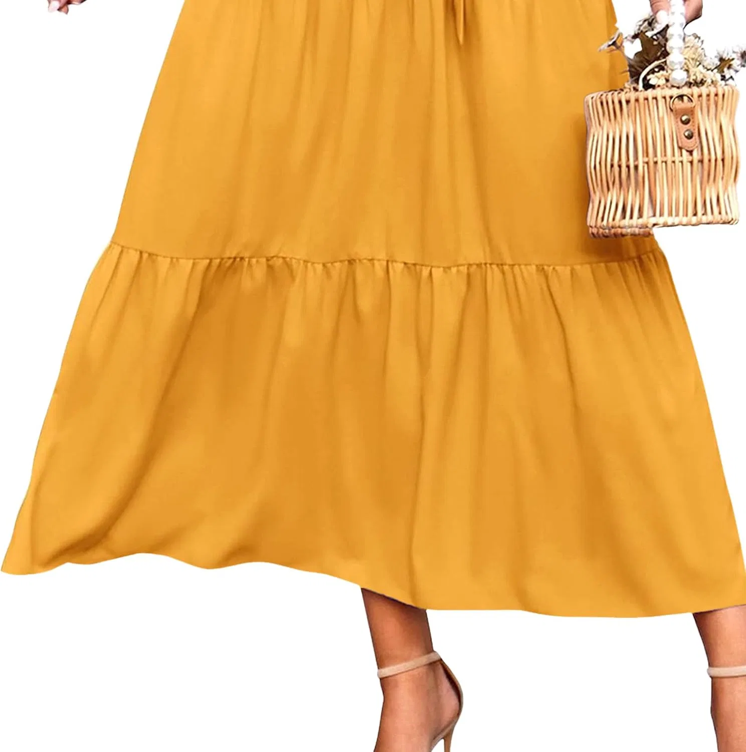 Женское коктейльное платье с открытой спиной Generic, Yellow — фото 4