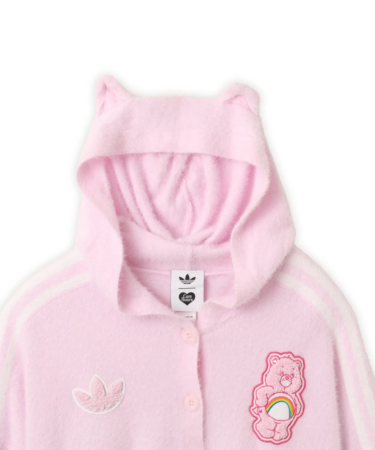 Женский кардиган с капюшоном оверсайз Care Bears Adidas, Розовый — фото 4
