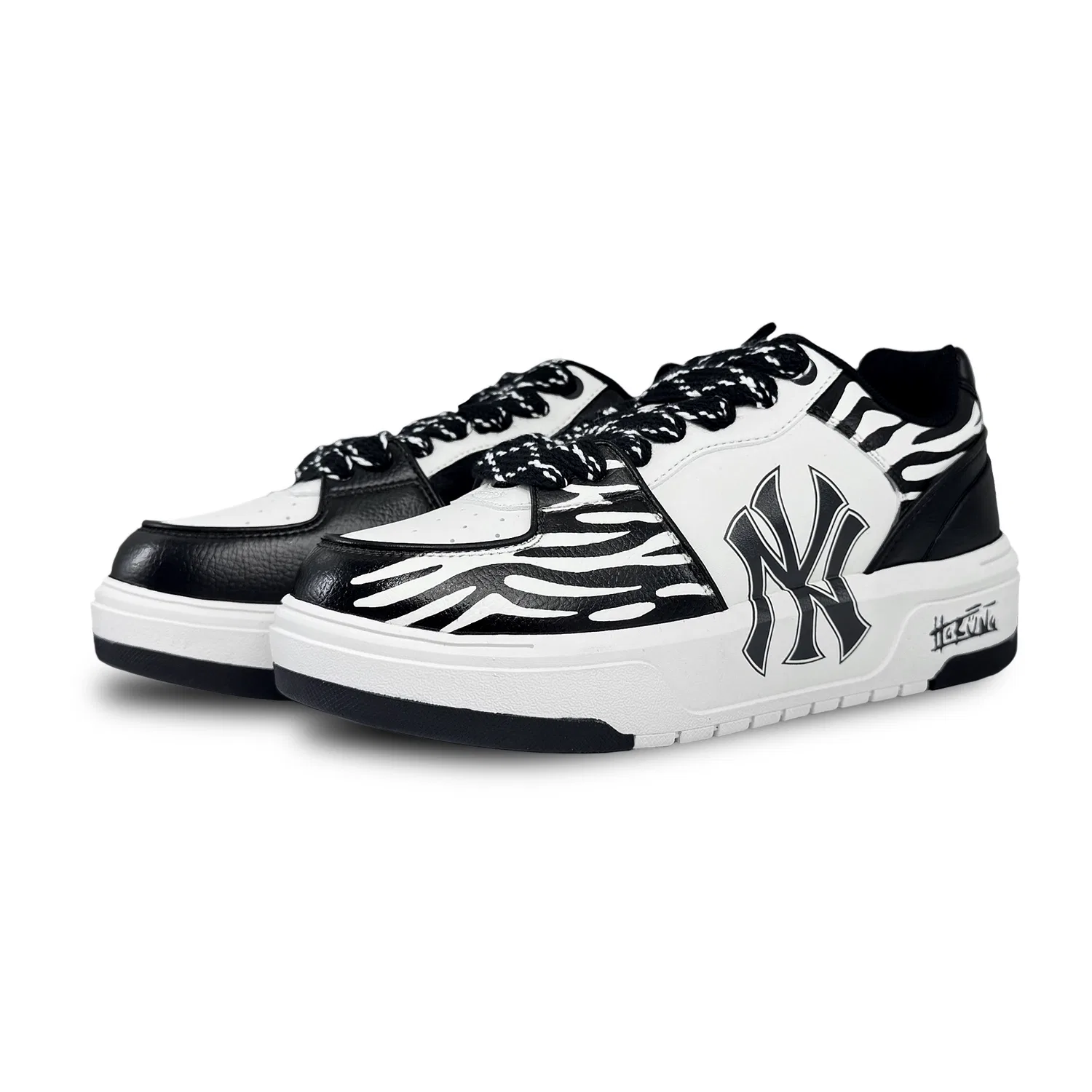 Детские скейтборд-кроссовки с принтом зебры Chunky Liner Skateboard Shoes, MLB, Black — фото 4