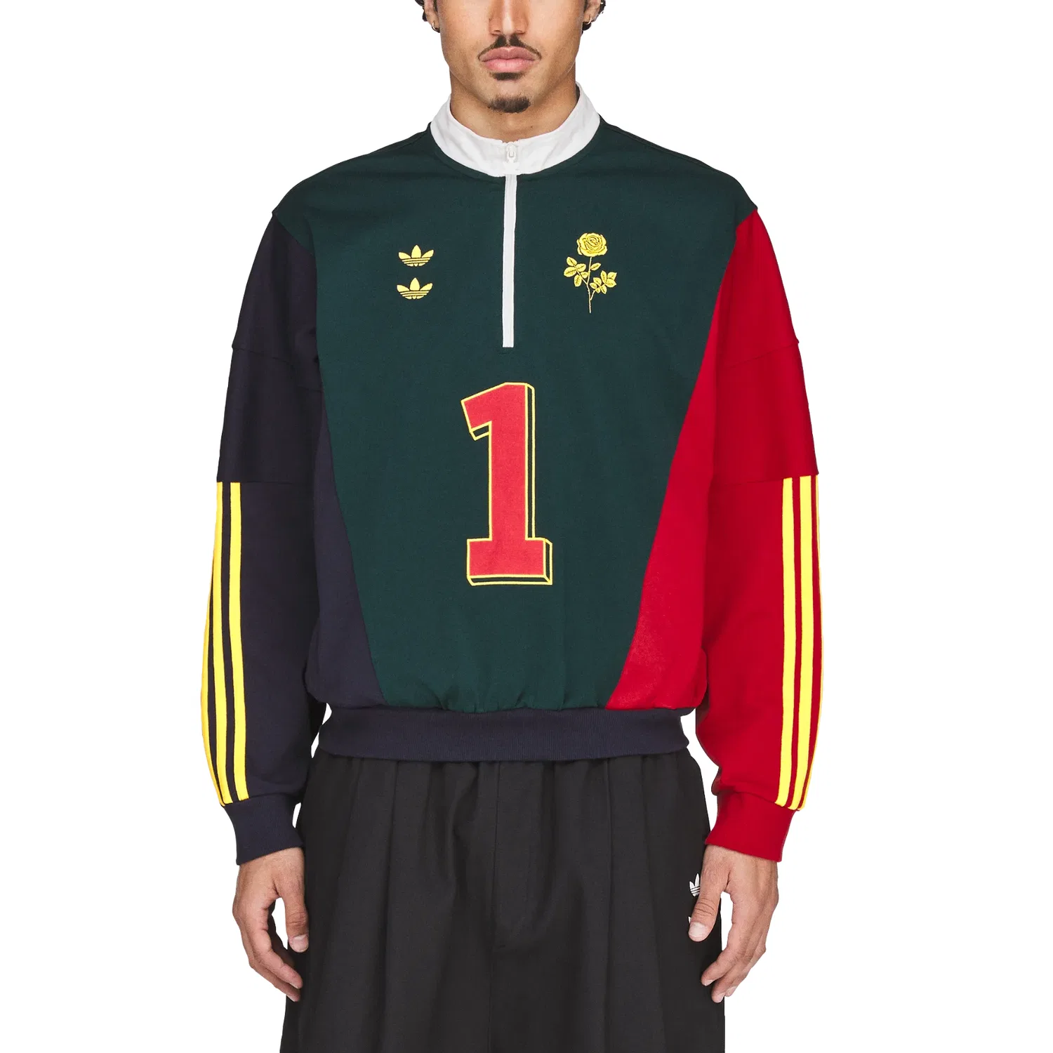 Футболка поло Adidas Originals x Willy Chavarria  Watsonville Quarter Zip, зеленый/темно-синий/красный
