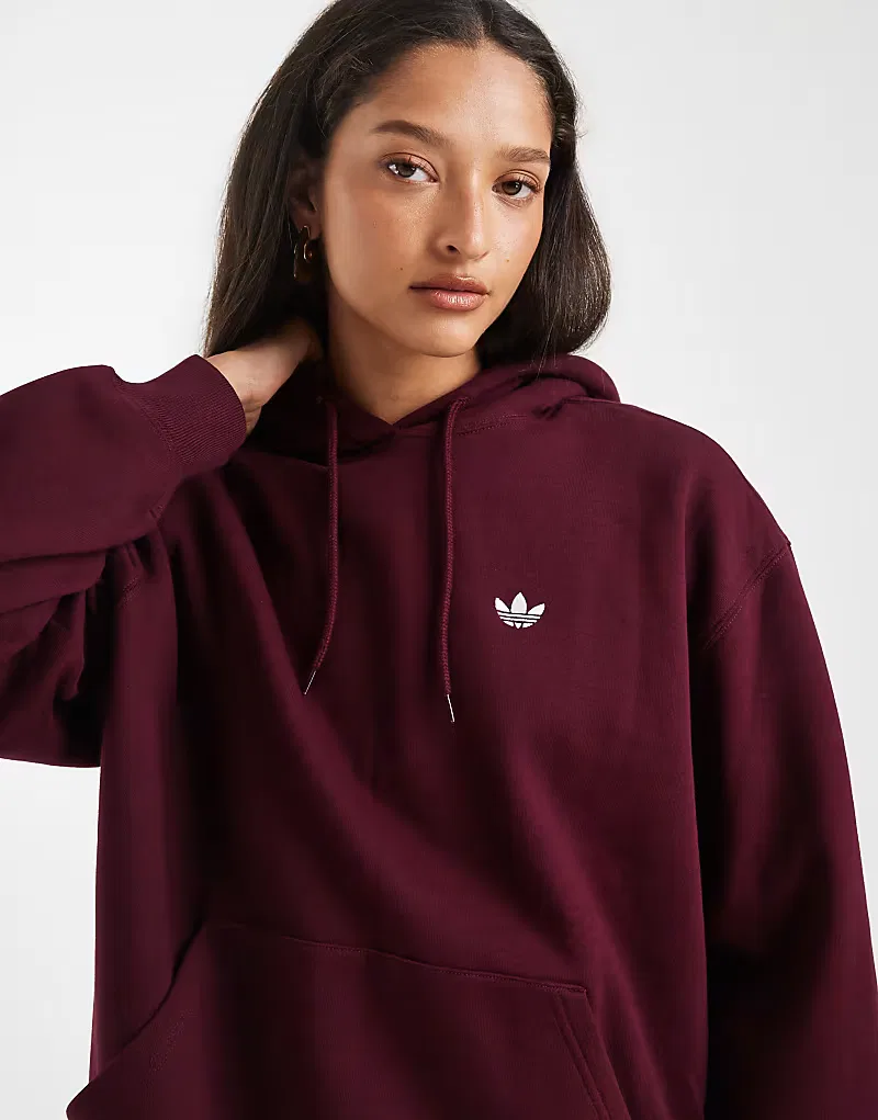 Толстовка Adidas Originals Essentials оверсайз из флиса, бордовый — фото 2