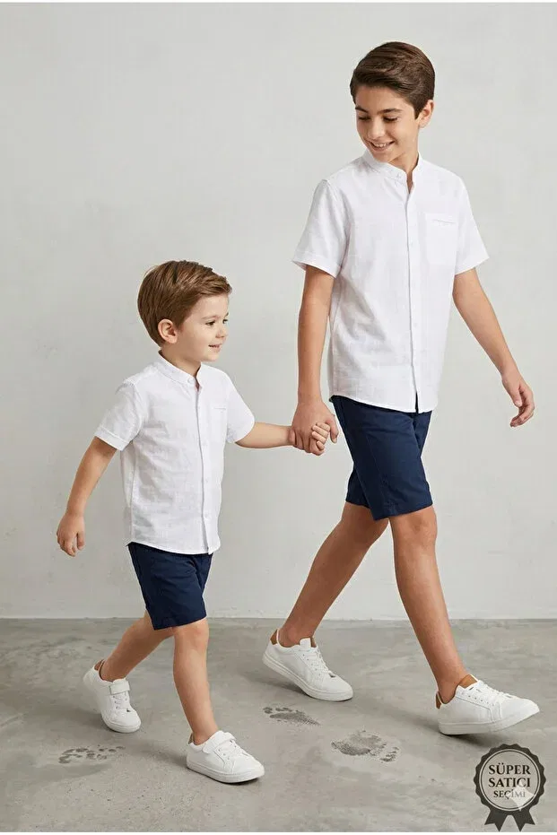 Детская рубашка для мальчиков с коротким рукавом Tayo Baby, White — фото 4