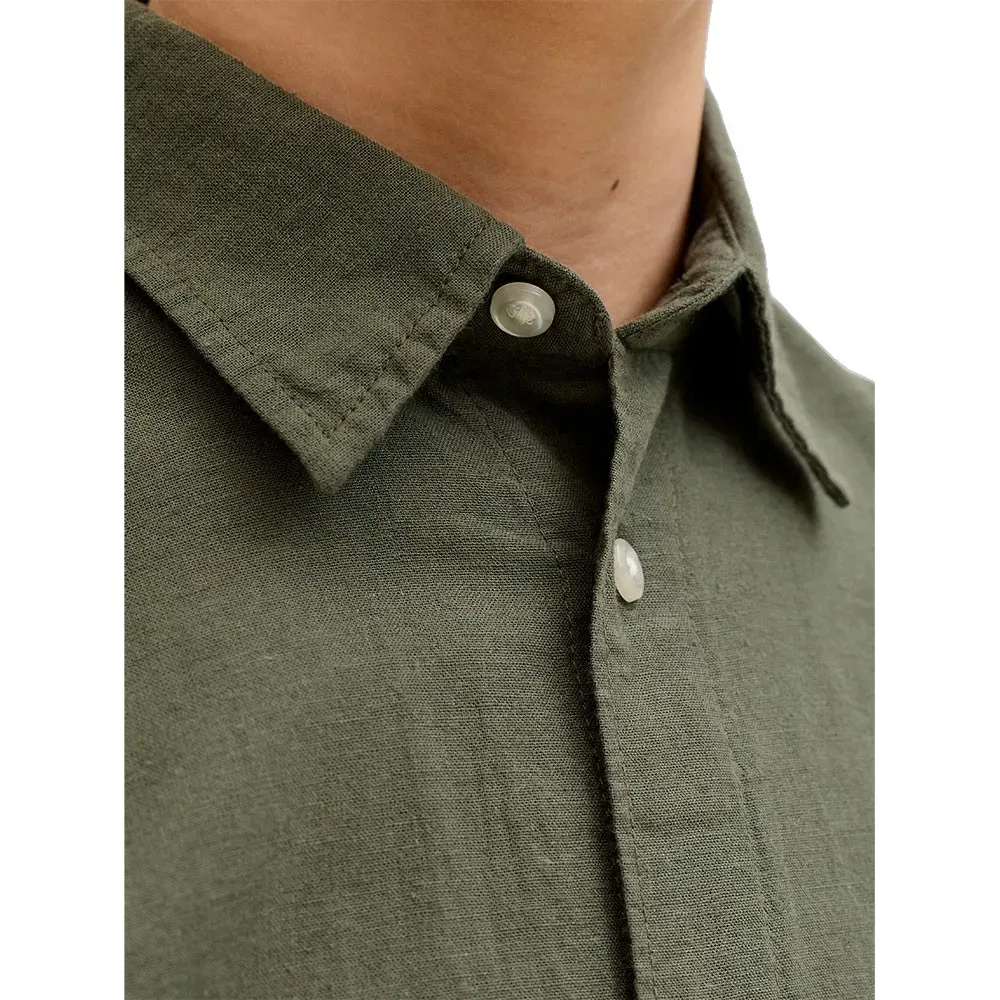 Рубашка длинный рукав льняная Breeze Linen Jack & Jones, зеленый — фото 4