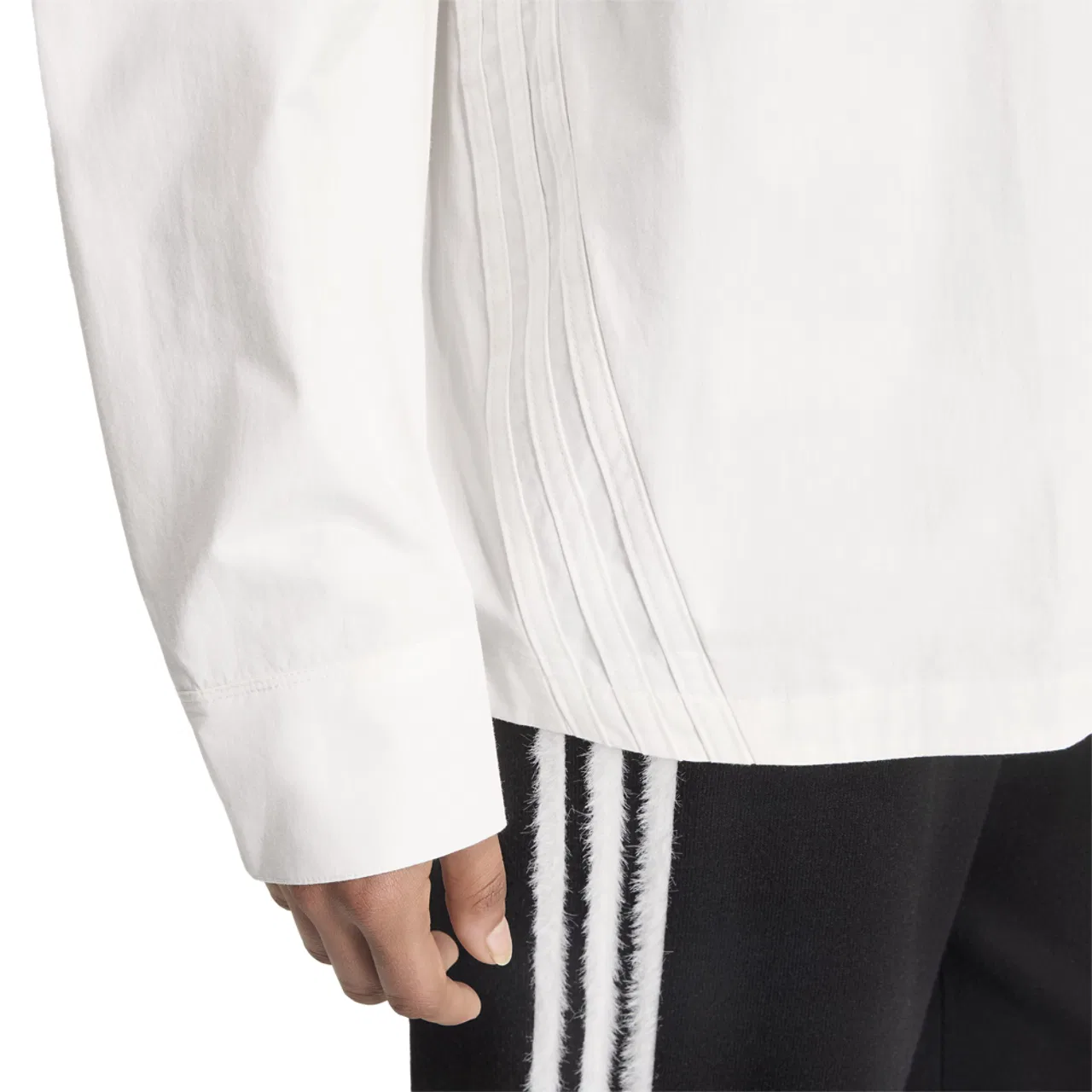 Женский лонгслив из хлопка 3 Stripes Long Sleeve T-Shirt Adidas, Cloud White — фото 4