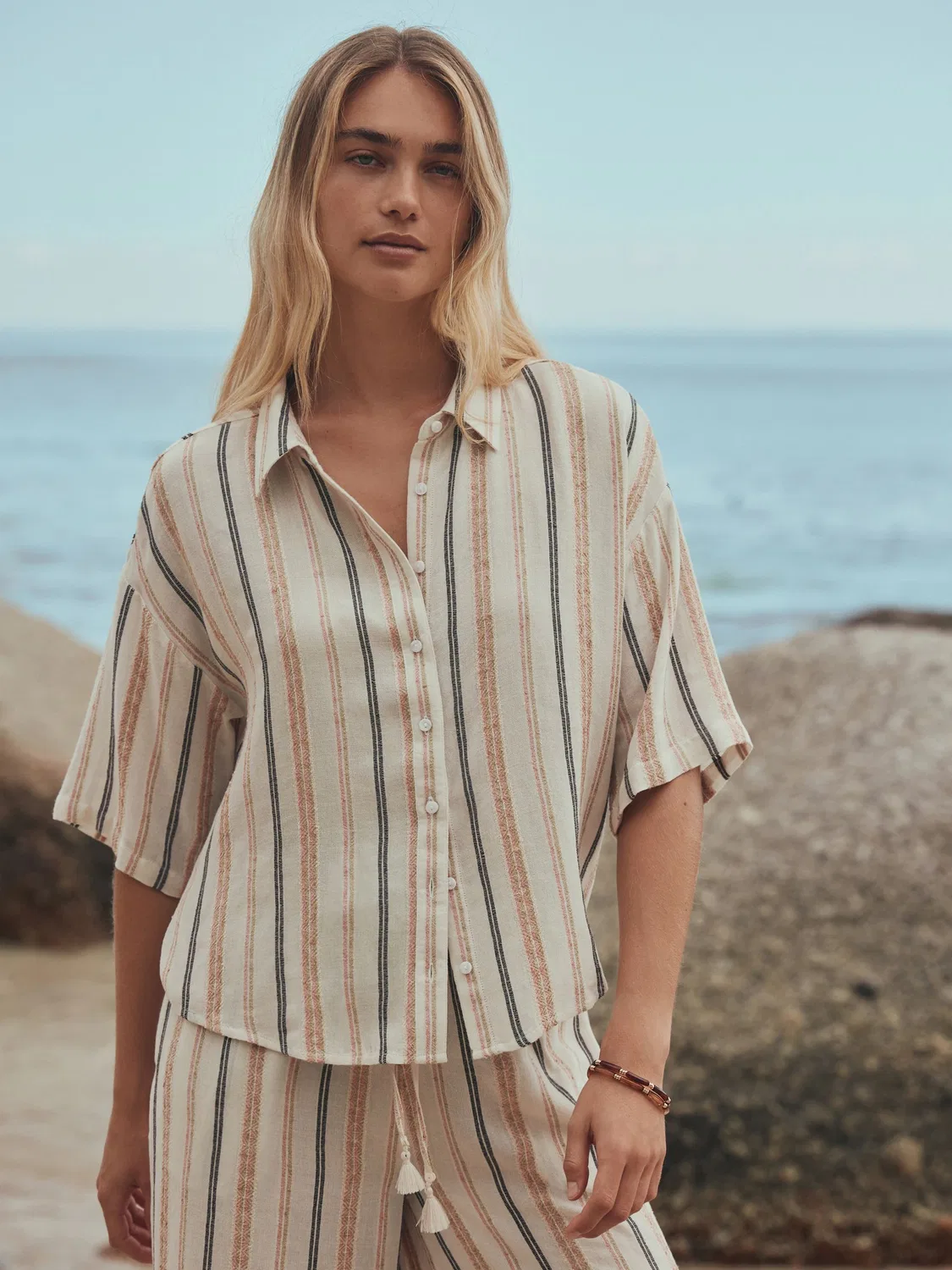 Рубашка расслабленного кроя Peach Pink Next, персиково-розовый