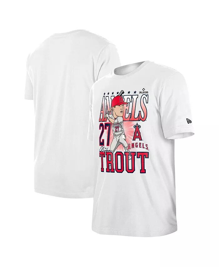 

Футболка мужская Майк Траут белая с карикатурой на Los Angeles Angels New Era