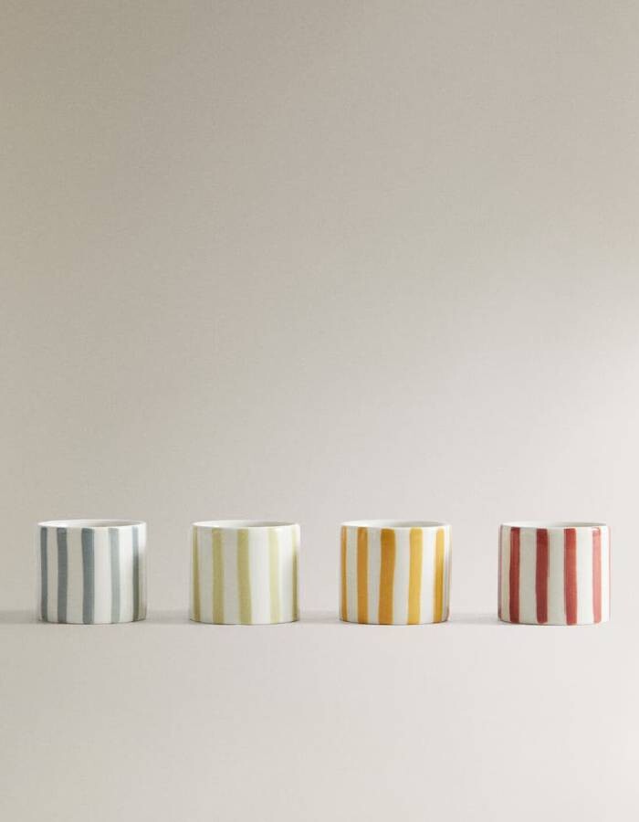 

Набор колец для салфеток Zara Home Striped Napkin Rings 4 Pack, белый