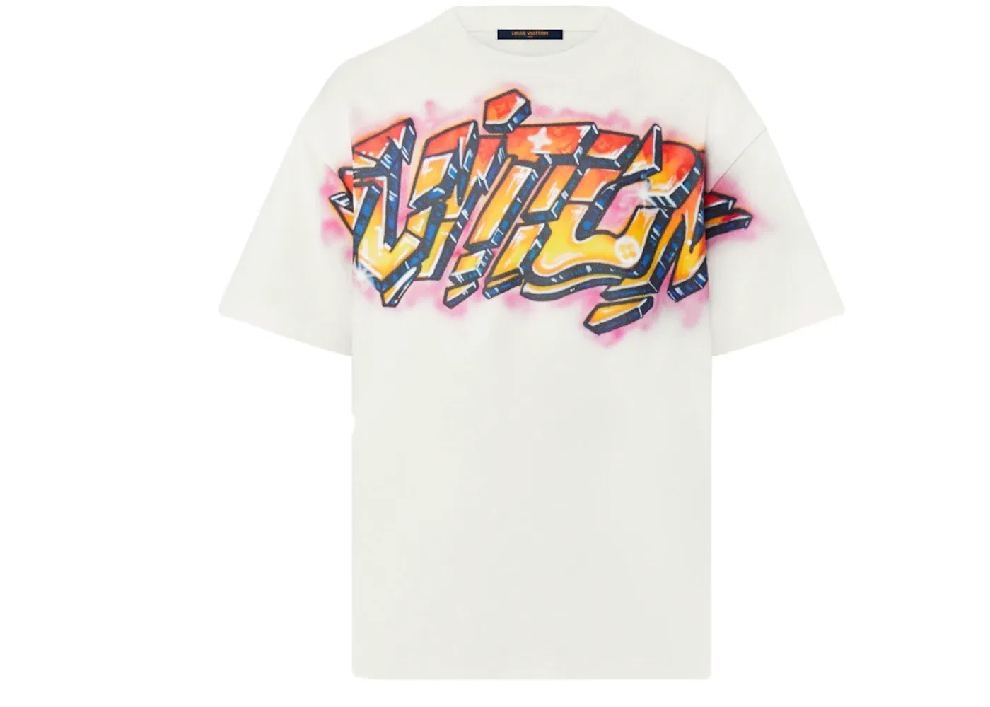 Мужская футболка с принтом Louis Vuitton Graffiti, Milky White