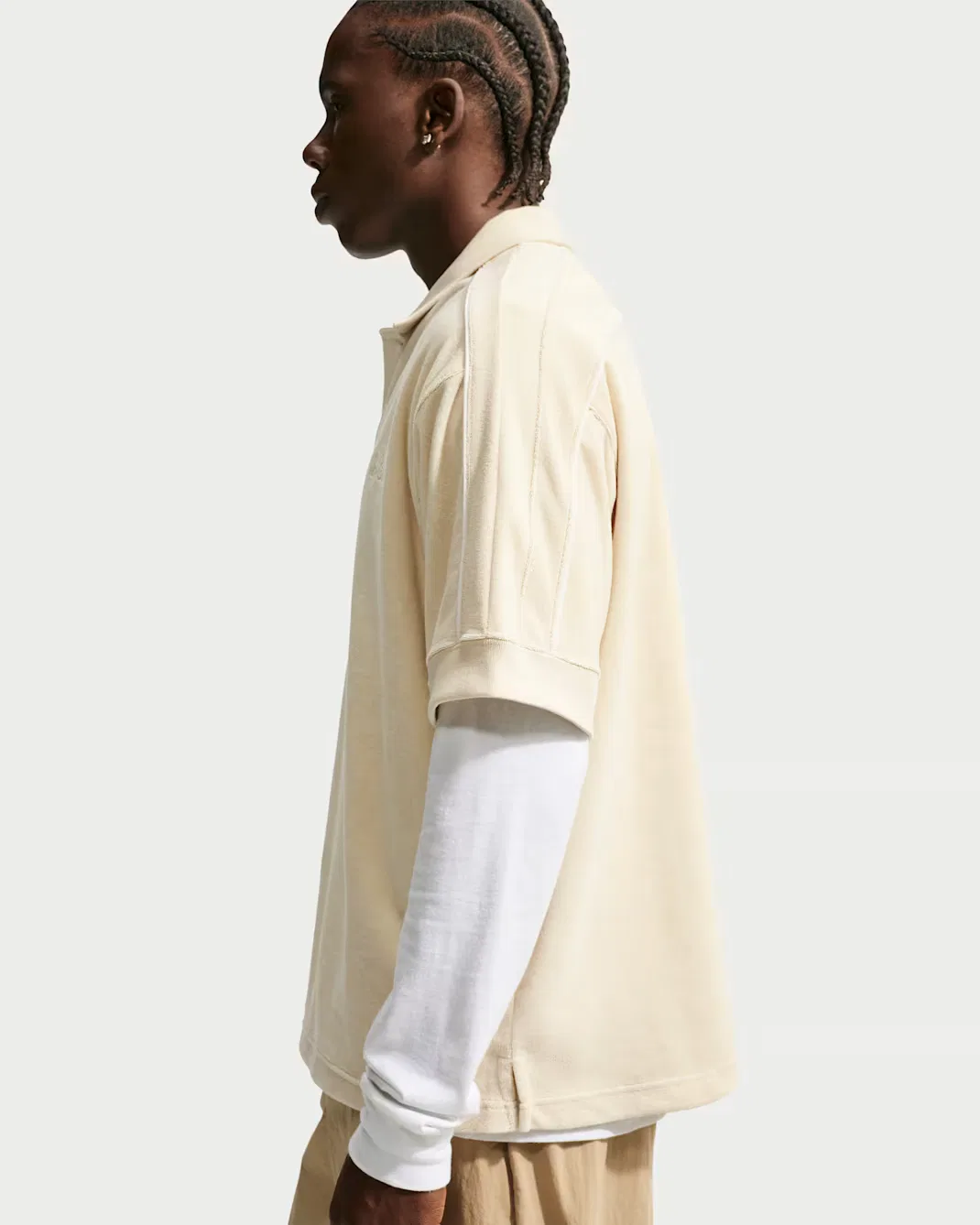 Мужская рубашка поло из французского махрового трикотажа Nike Sportswear Club, Light Khaki/Phantom/Tough Red/Phantom — фото 3