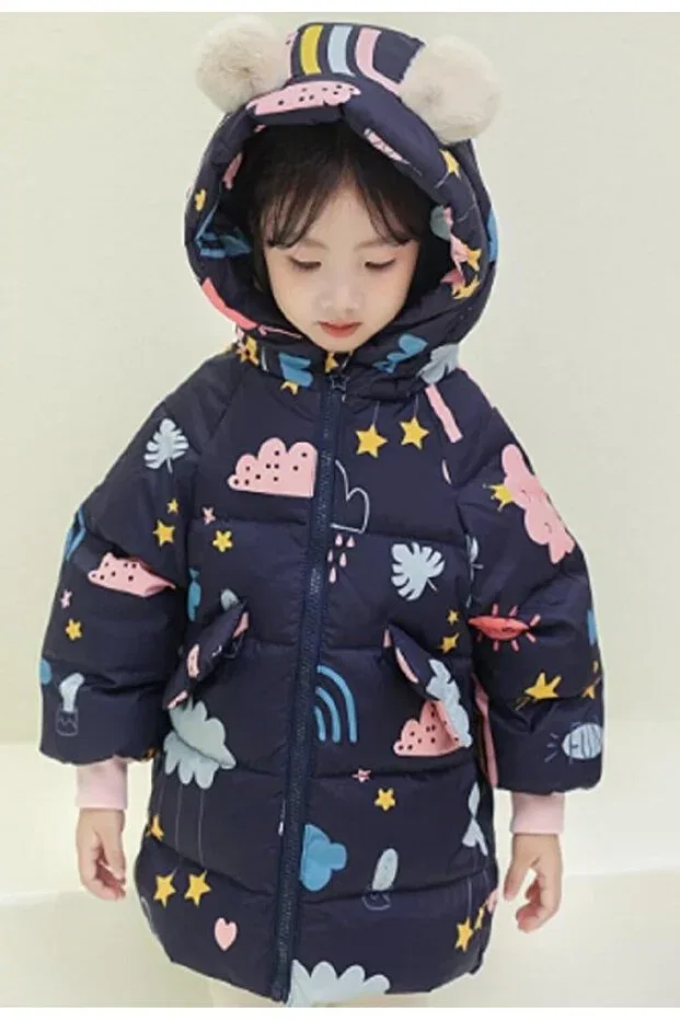 Детское зимнее пальто для девочек с принтом Naynes, Rainbow Blue