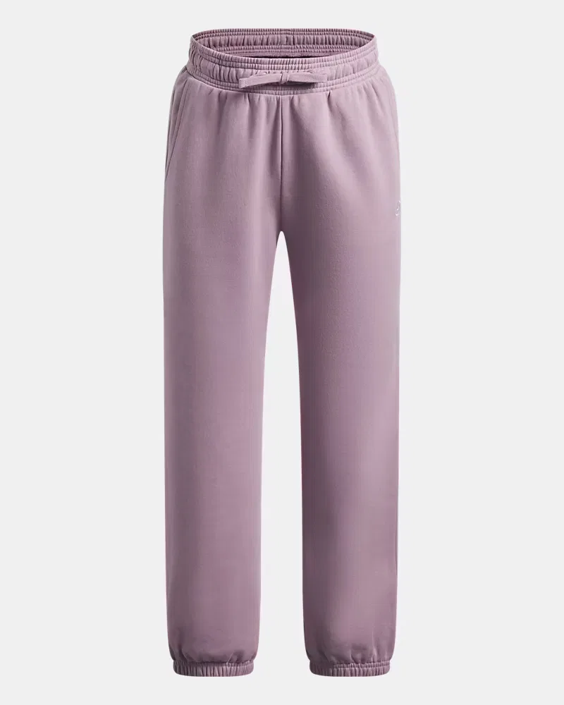 Джоггеры для девочек 66 см утепленные флисовые с начесом UA Rival Fleece UnderArmour, Mauve Pink/White