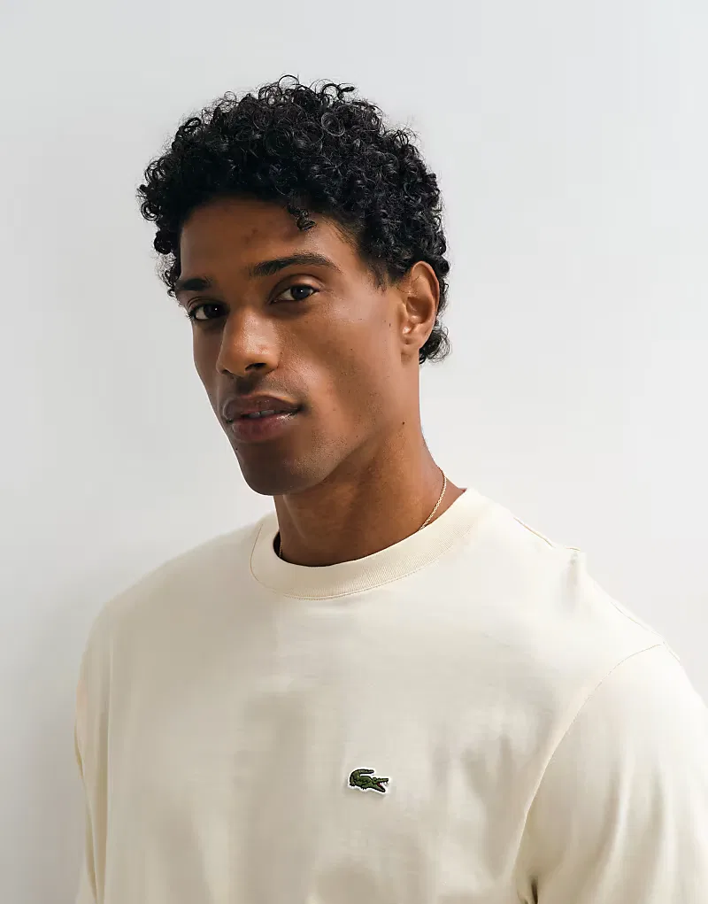 Футболка Lacoste с коротким рукавом и логотипом, бежевый — фото 3