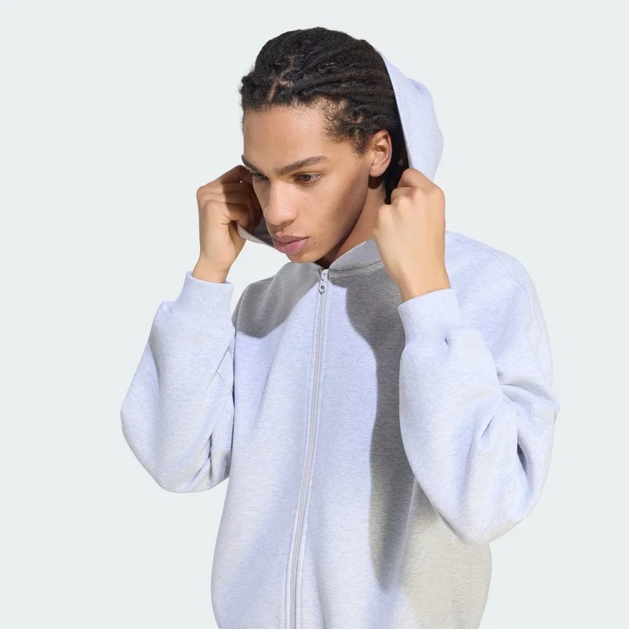 Худи с капюшоном, полная застежка-молния, модель Soft Lux, adidas, Хаки — фото 4