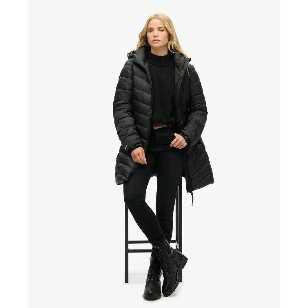 Женское утепленное пальто с капюшоном Fuji Superdry, Schwarz — фото 4