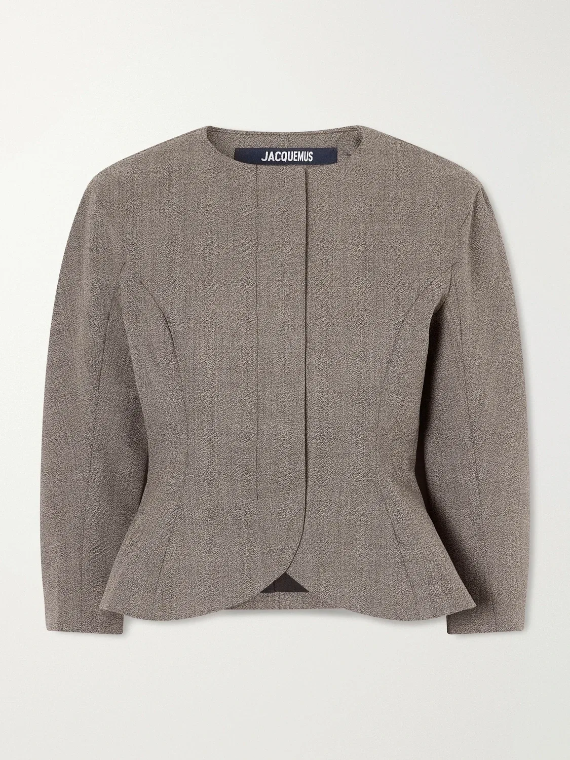 Жакет-блейзер Palmier peplum из шерстяного хмелевого плетения Jacquemus, коричневый