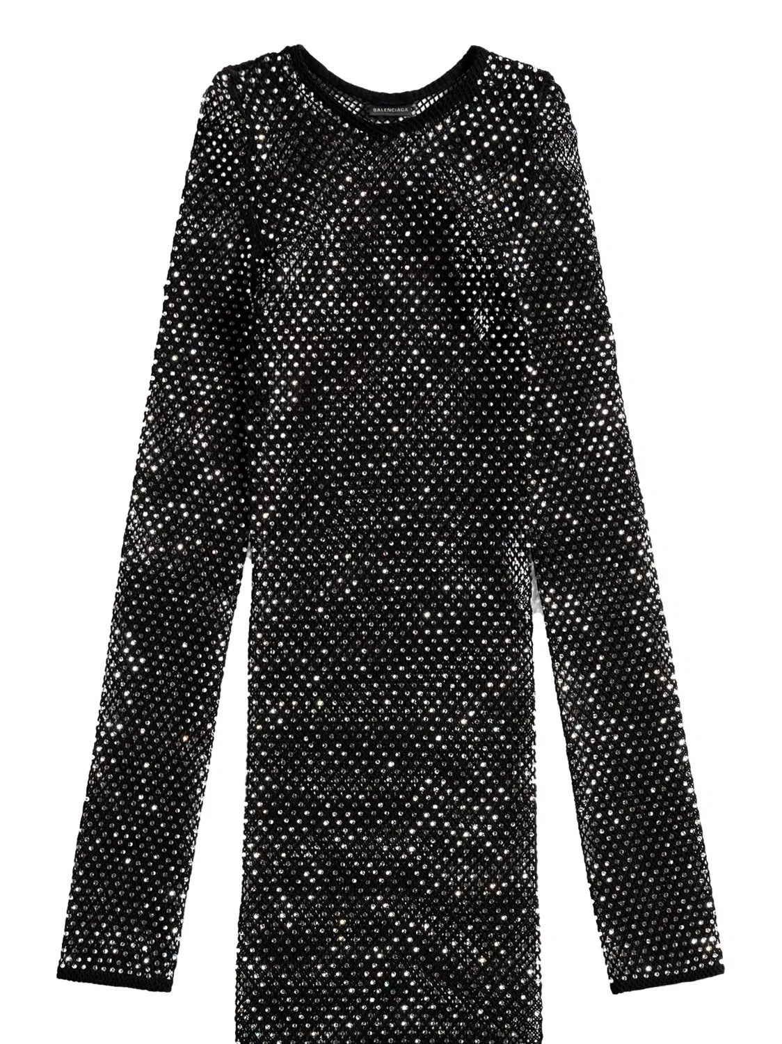 Balenciaga Мини-платье из кристальной сетки, черное — фото 3