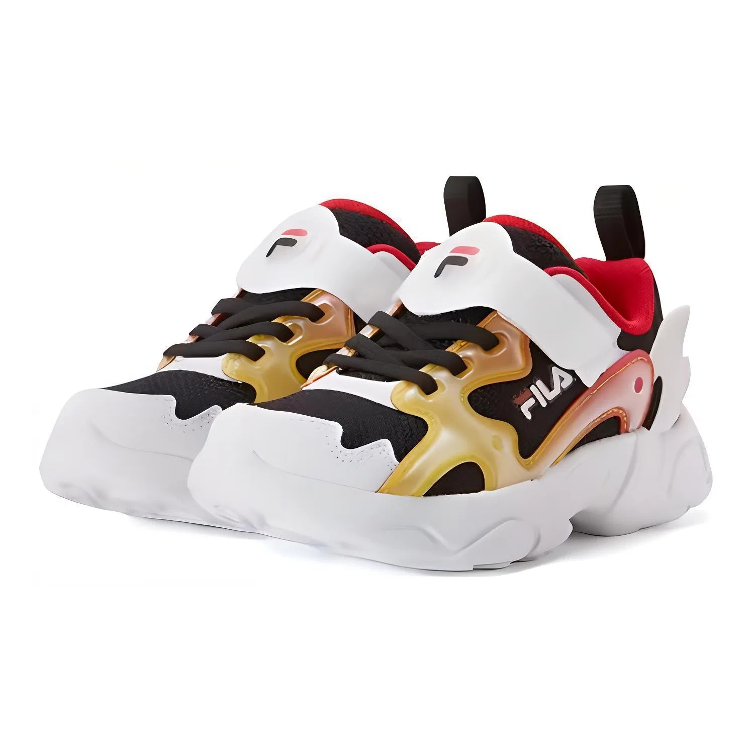 Детские кроссовки с защитой от истирания, дышащие, легкие, FILA KIDS, Black Red — фото 4