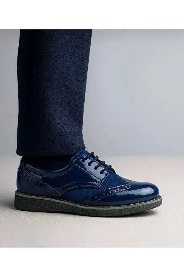Детские классические туфли для мальчиков с ортопедической подошвой Jojo Kids, Navy Blue