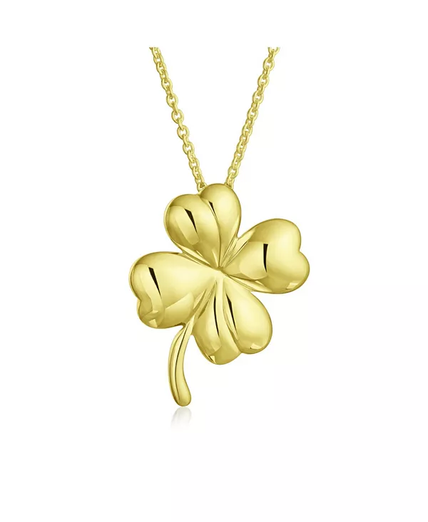 

Ожерелье с подвеской в виде ирландского клевера с четырьмя листами, на удачу, из стерлингового серебра Bling Jewelry, gold-tone