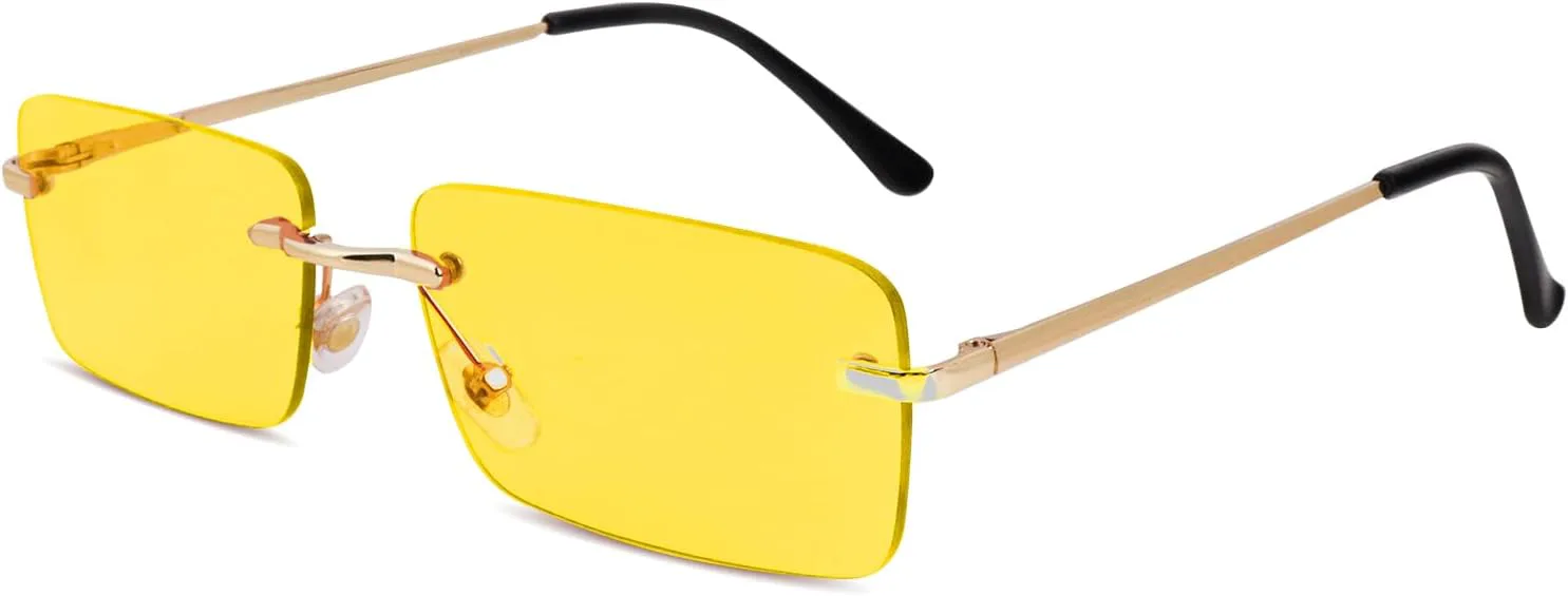 

Солнцезащитные очки без оправы, прямоугольной формы, модные очки, яркие цвета, в морском стиле, для женщин и мужчин, для вечеринок, Хэллоуина, косплея Klfoho, Yellow