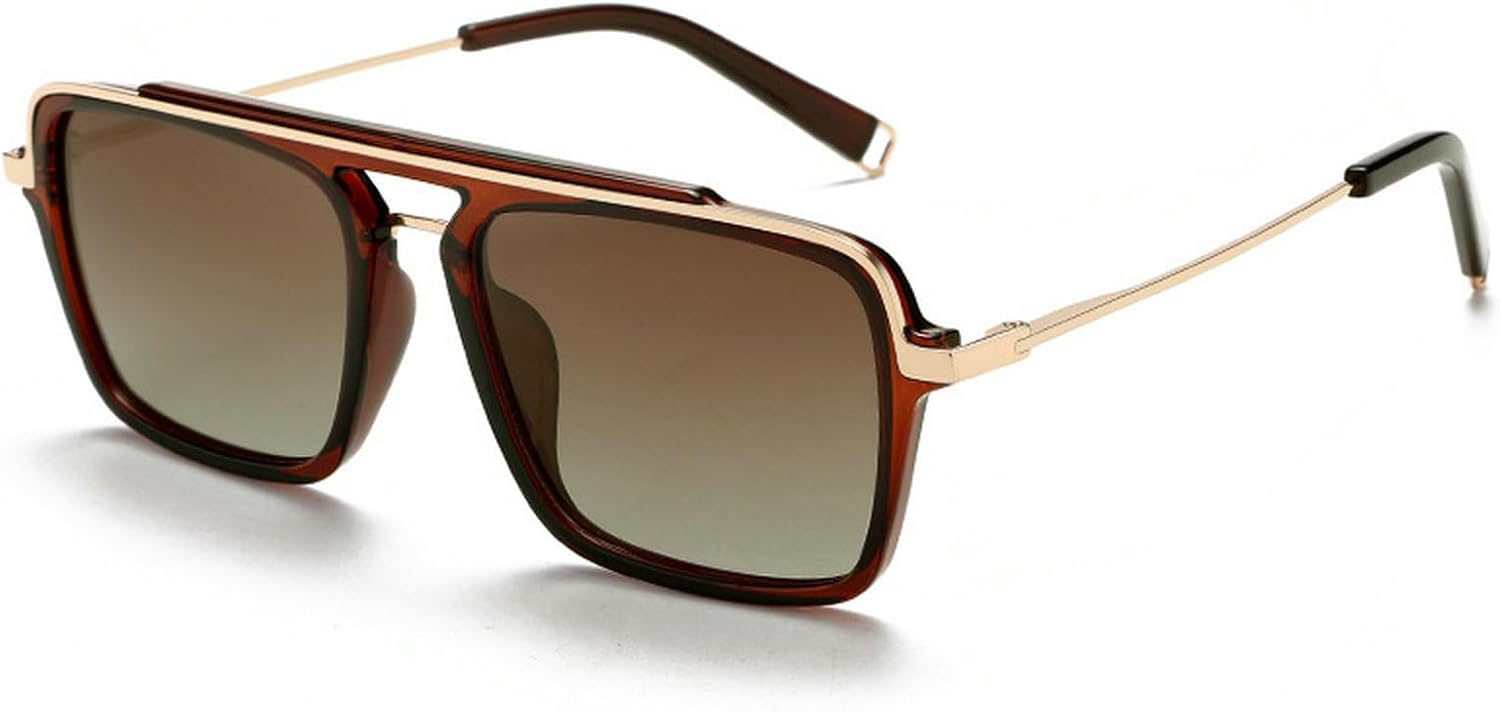 

Ретро-солнцезащитные очки-пилот квадратной формы для женщин и мужчин, модель 2025, металлический дизайн, уникальный, увеличенный размер, стиль 70-х, градиентный черный цвет, защита от ультрафиолета UV400 mincl, C2