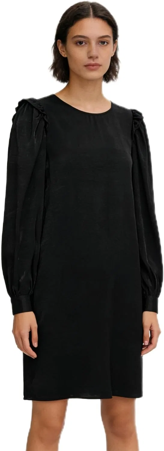 Женское коктейльное платье свободного кроя с рукавами, Black