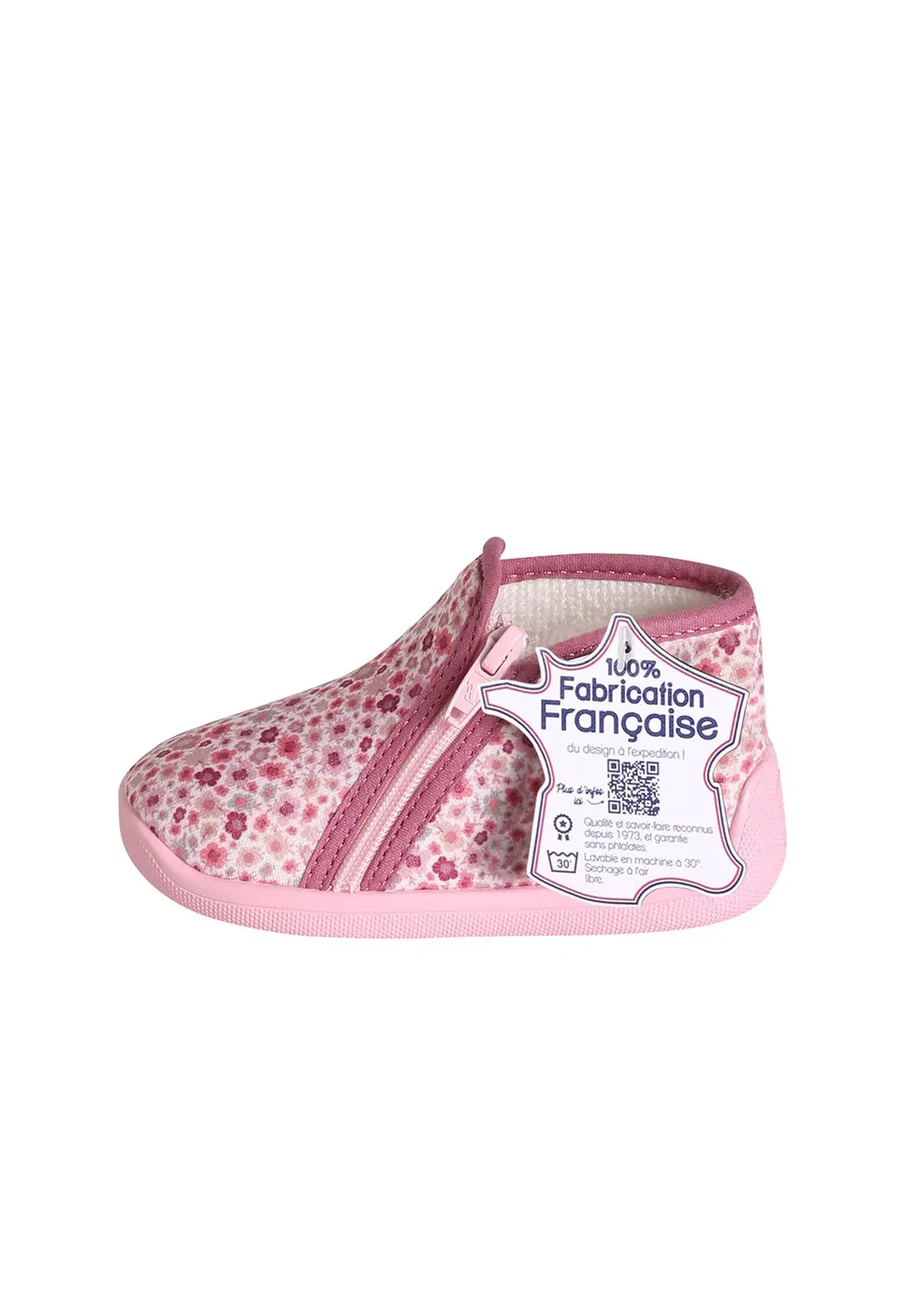 Baby hausschuhe mit reissverschluss, сделано во Франции 1004238019 - кроссовки Vertbaudet, Rosa Bedruckt