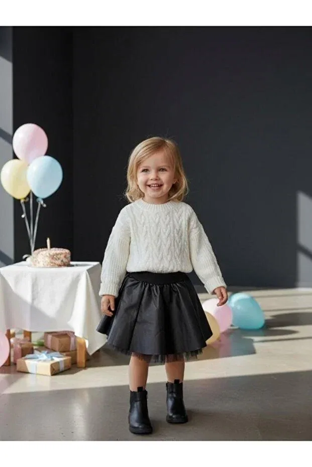 Детское платье для девочек кожаное Zekids, Black — фото 2