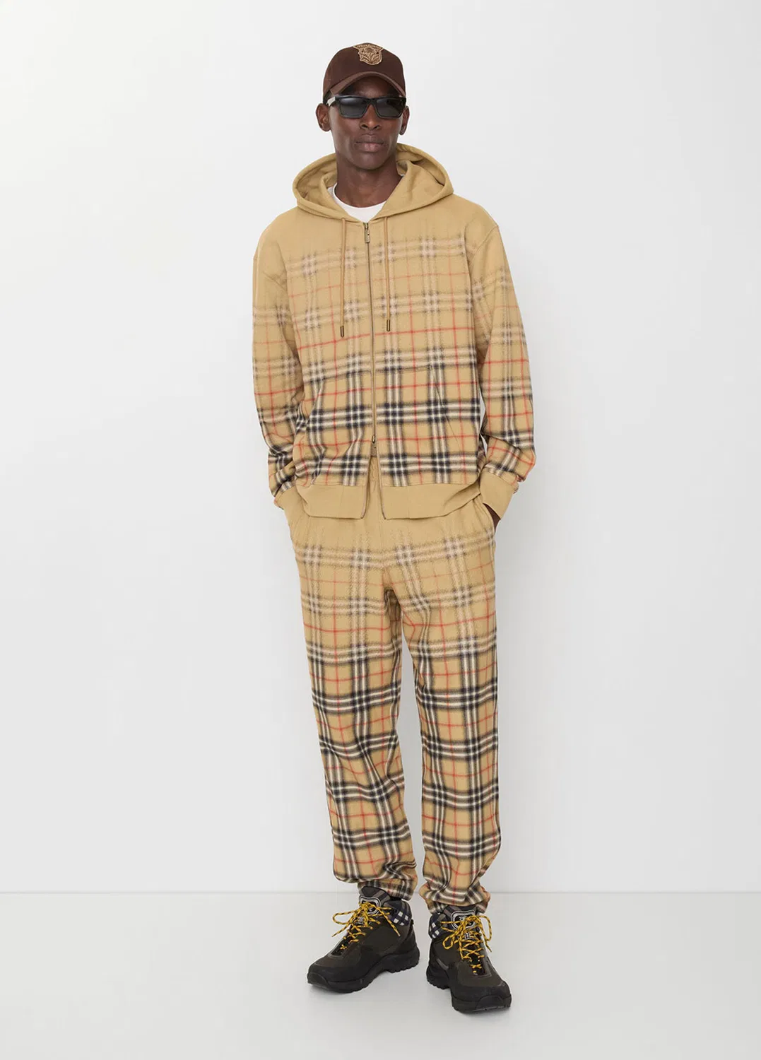 Джоггеры Burberry Gradient Check, хлопок, бежевый — фото 2