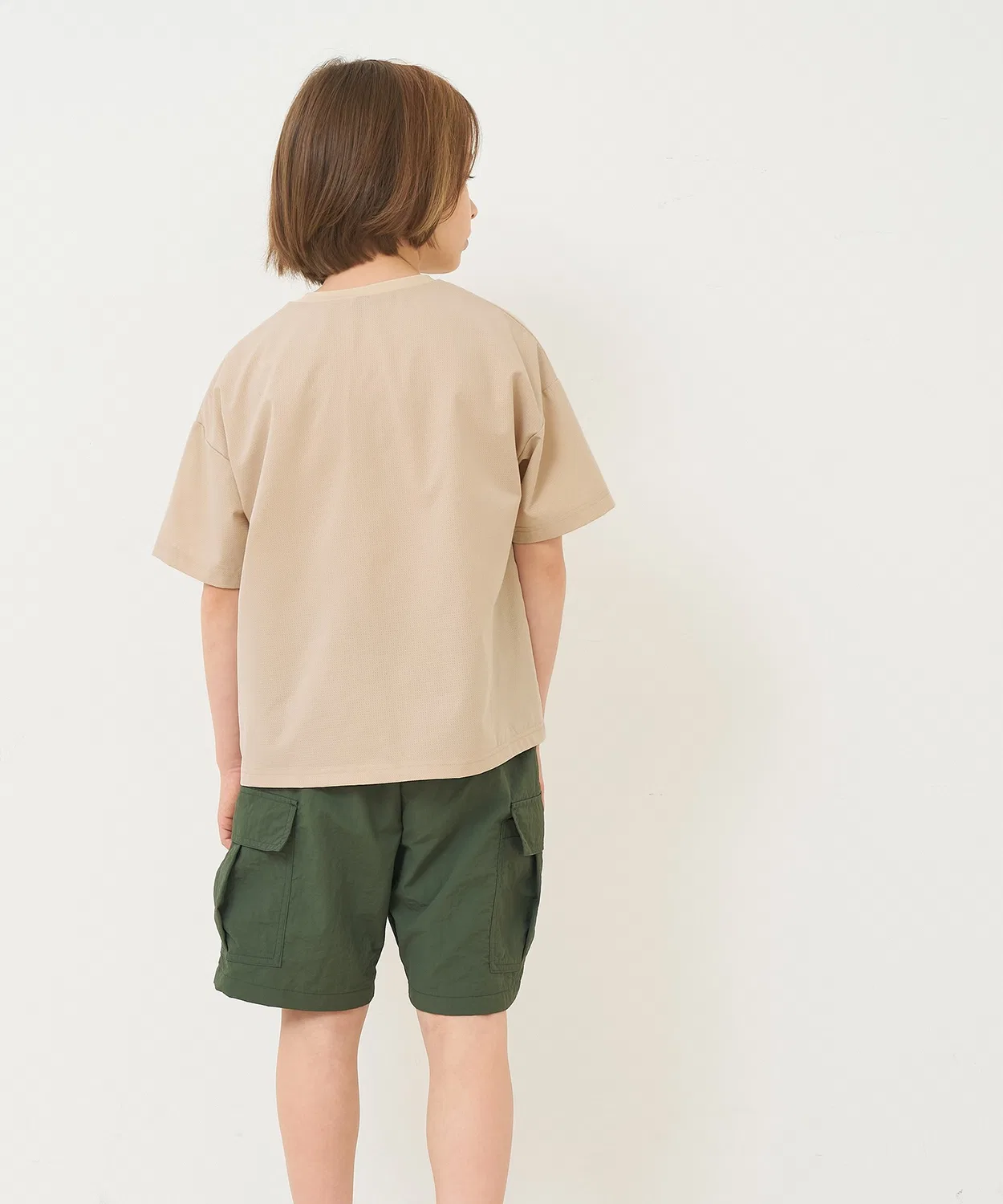 Coca（coca） Детская футболка с коротким рукавом, с нагрудным карманом, модель Air Flow Pocket, coca, Beige — фото 4