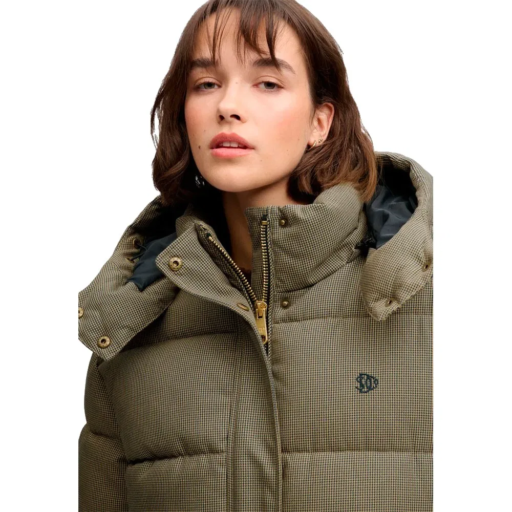 Женский стеганый пуховик с капюшоном Premium Check Superdry, Green — фото 4