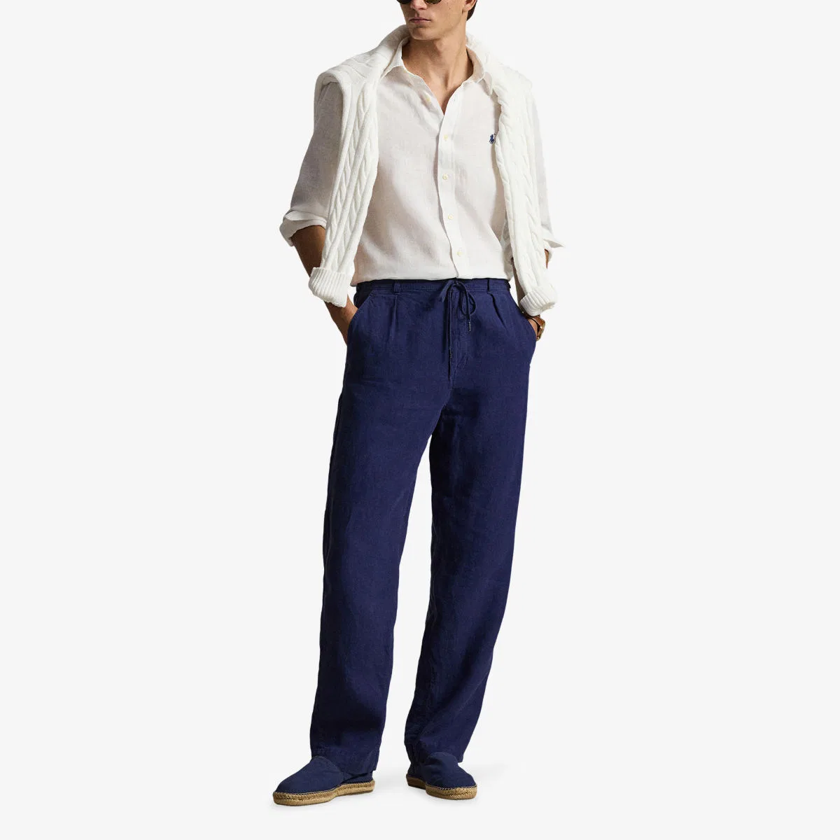 Льняная рубашка с вышитым логотипом Polo Ralph Lauren, белый — фото 2