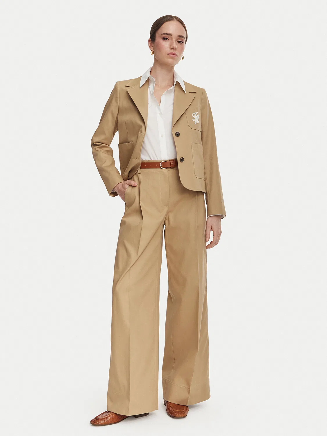 Женские брюки с широкими штанинами Dressing Tommy Hilfiger, бежевый — фото 2