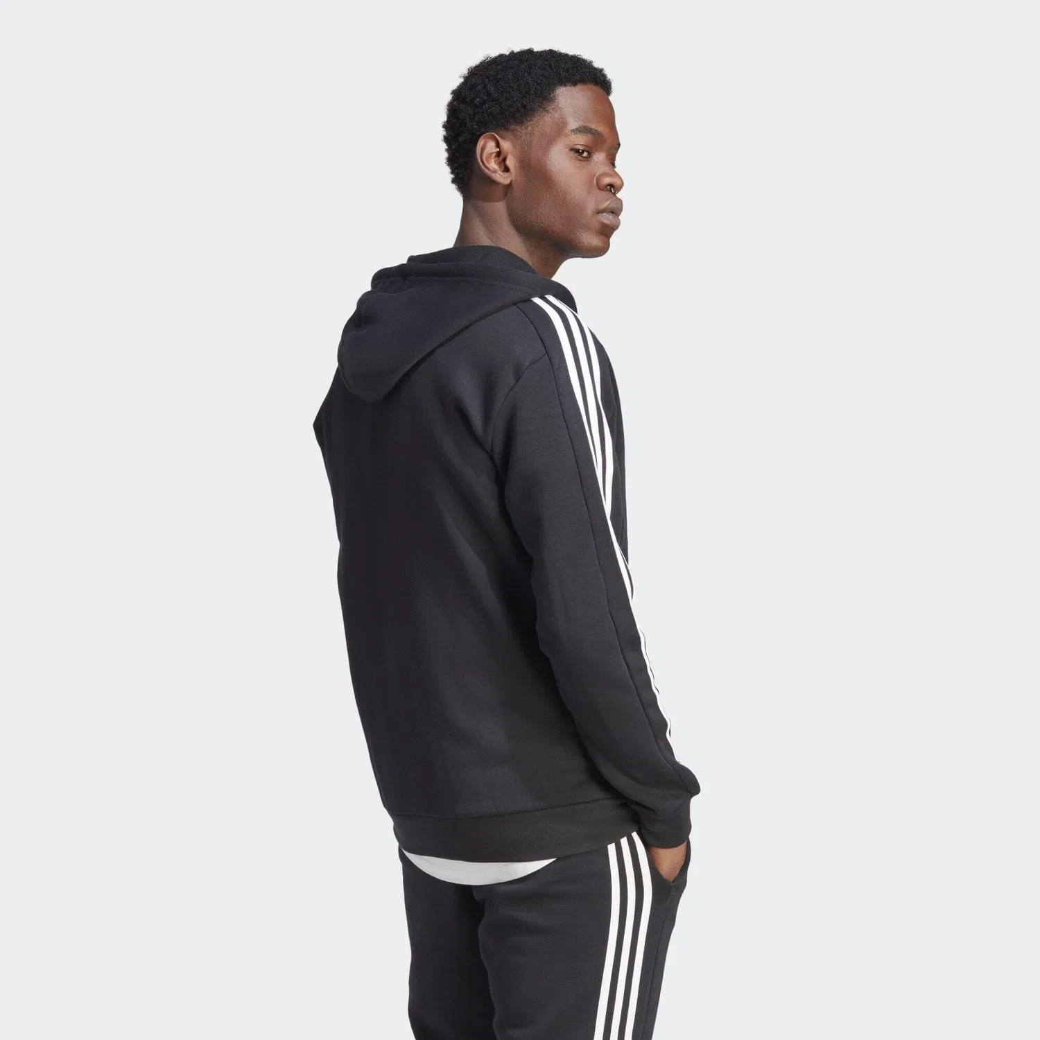 Мужское худи с длинным рукавом Essentials 3-Streifen Adidas, Schwarz — фото 3