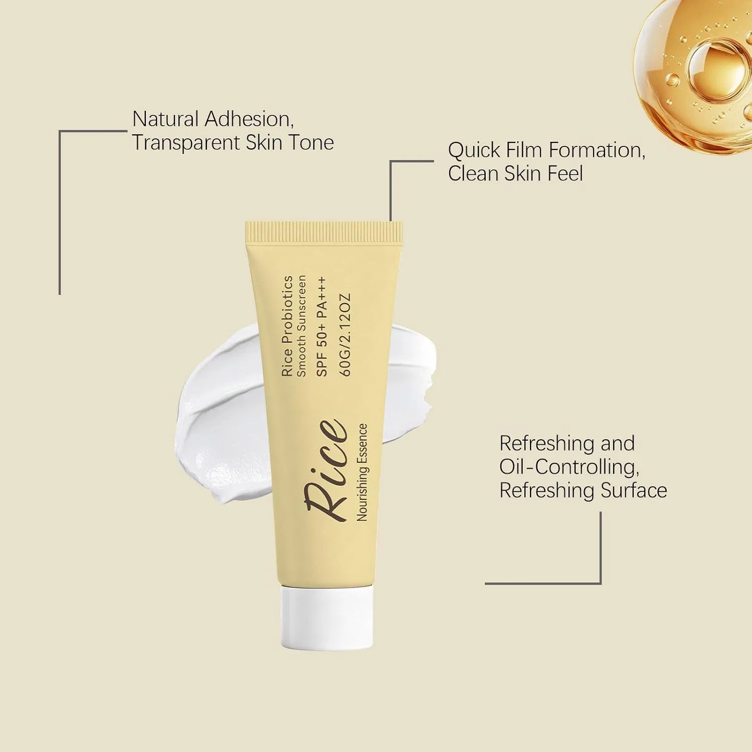Солнцезащитный крем для лица Rice Sunscreen SPF 50 Auriskin, 60 мл — фото 4