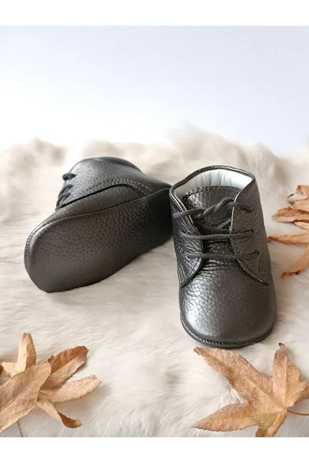 Детские пинетки для новорожденных кожаные Platinum Hodore, Platinum — фото 4