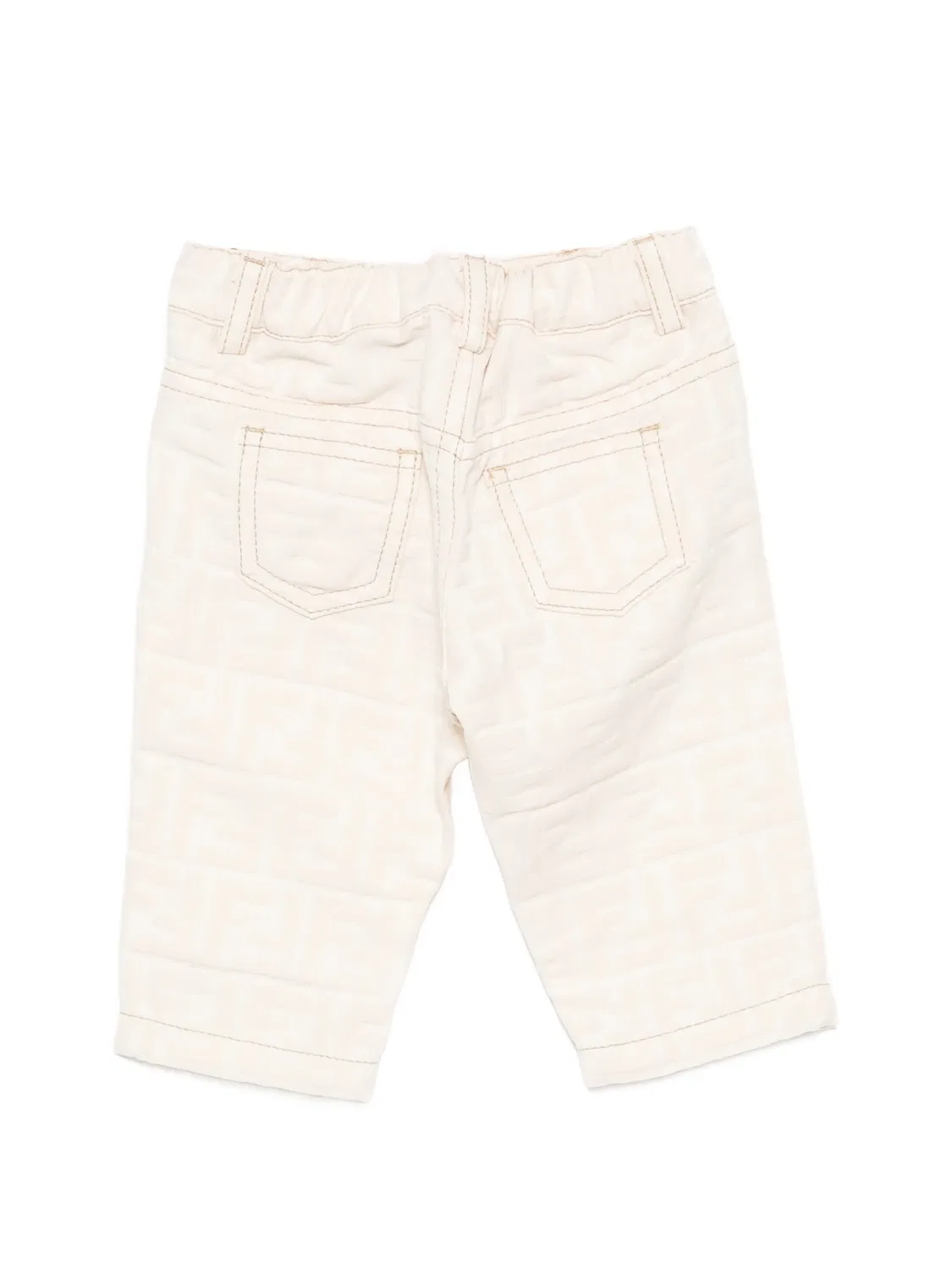 Брюки с тисненым логотипом FF Fendi Kids, нейтральные цвета — фото 2