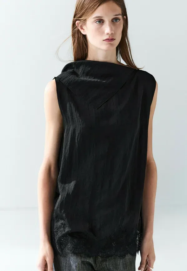 Блуза свободного кроя Blouse Massimo Dutti, черный