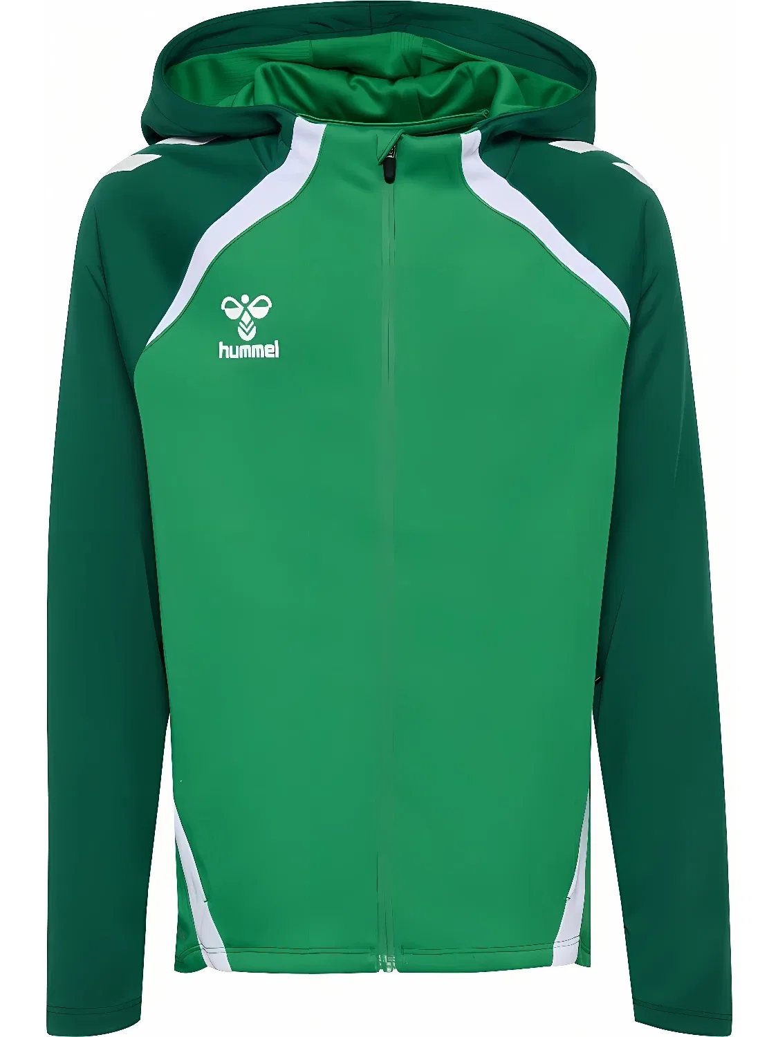 Детская тренировочная куртка с капюшоном на молнии Lead 2.0 Zip Hoodie Hummel, зеленый — фото 2