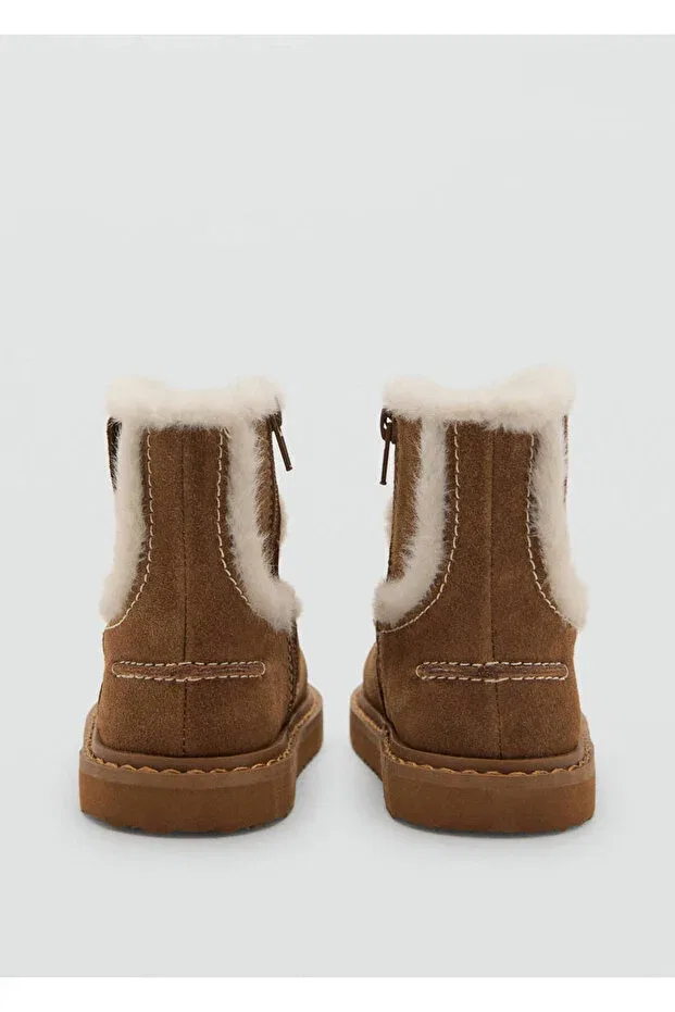 Детские ботинки для девочек на плоской подошве с замшевой отделкой Mango Baby, Medium Brown — фото 3