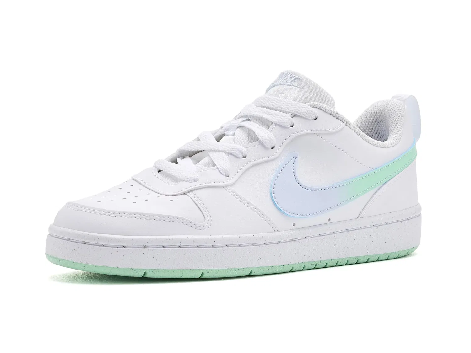 Кроссовки Court Borough Low Fade (для больших детей) Nike Kids, White/Arctic Green/Football Grey — фото 2