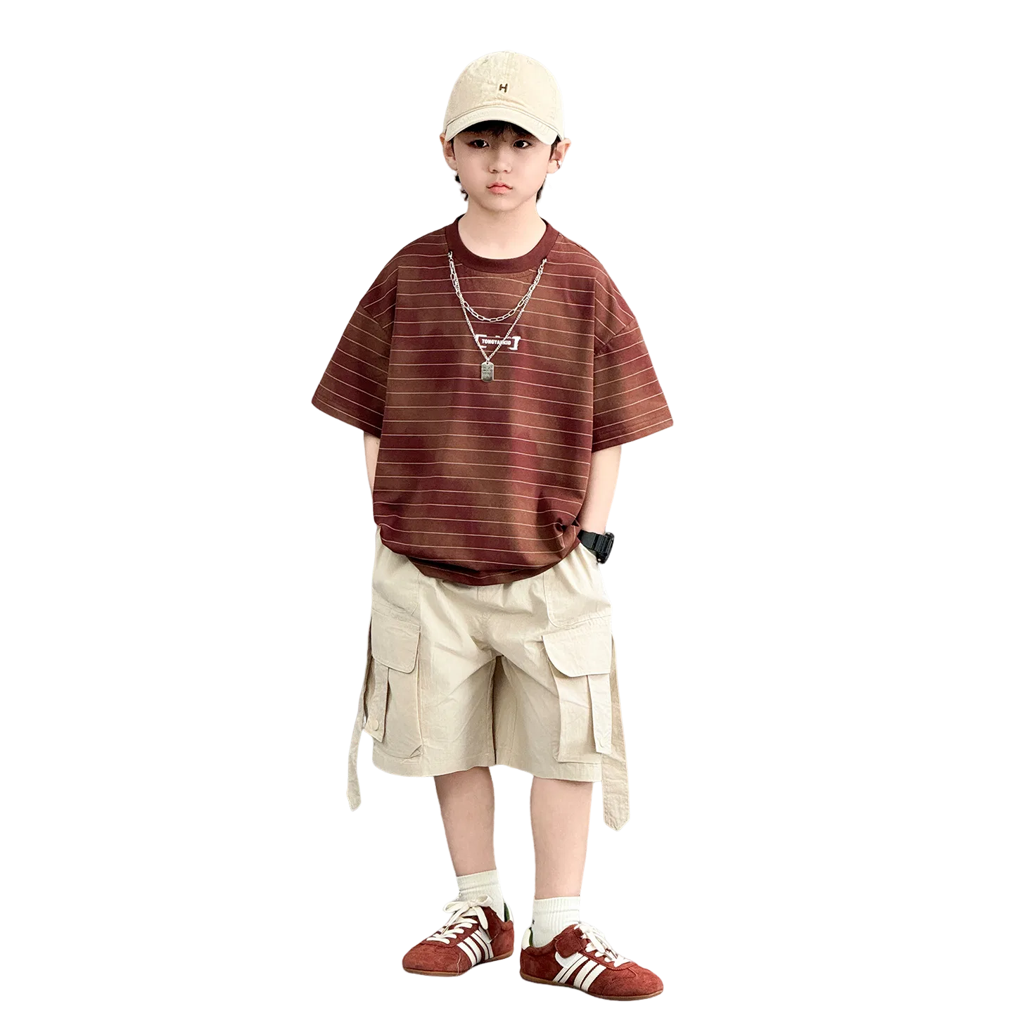 Детский комплект для мальчиков из футболки и шорт Lanza, Khaki