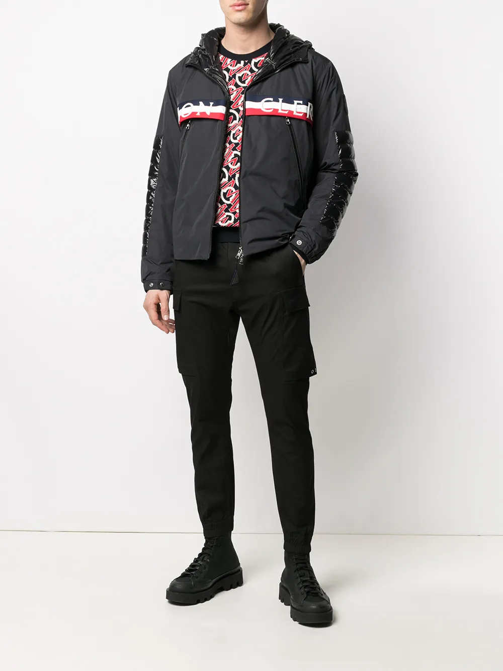 Джемпер с круглым вырезом и жаккардовым логотипом MONCLER, синий — фото 2