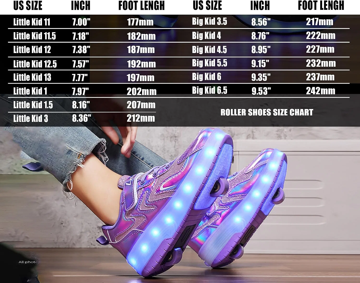 Детские кроссовки-ролики со светящимися колёсами Happy Roller, Purple — фото 2