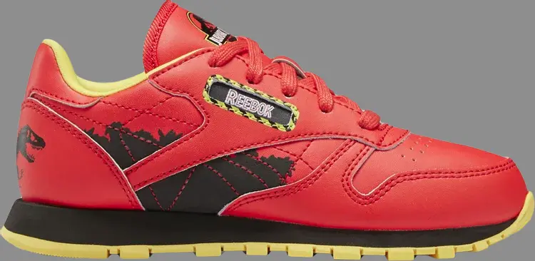 Кроссовки jurassic park x classic leather j 'ian malcolm' Reebok, красный — фото 2