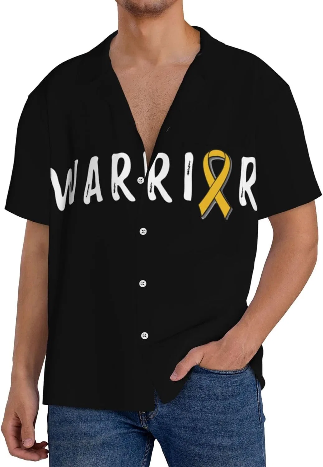 Мужская свободная рубашка с коротким рукавом Warrior, Black