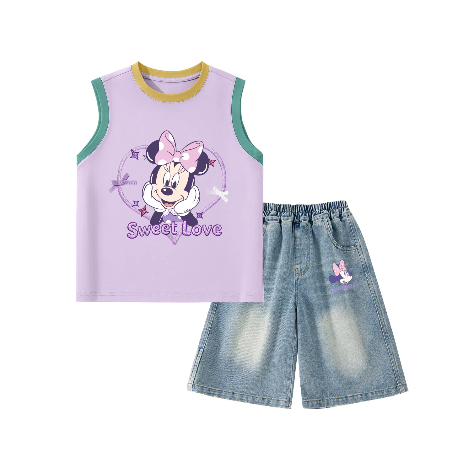 Детский спортивный костюм с круглым вырезом, Disney, Diyue Shou Orange Blue+Diyi Pipi Star Denim Blue — фото 3