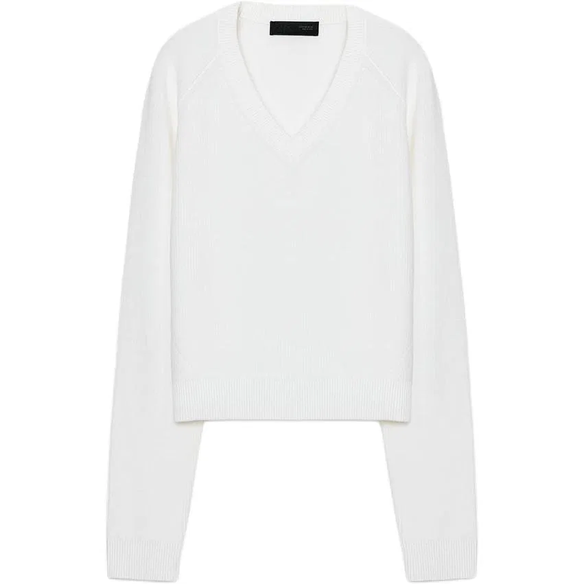 Женский свитер с V-образным вырезом White ZARA, Белый